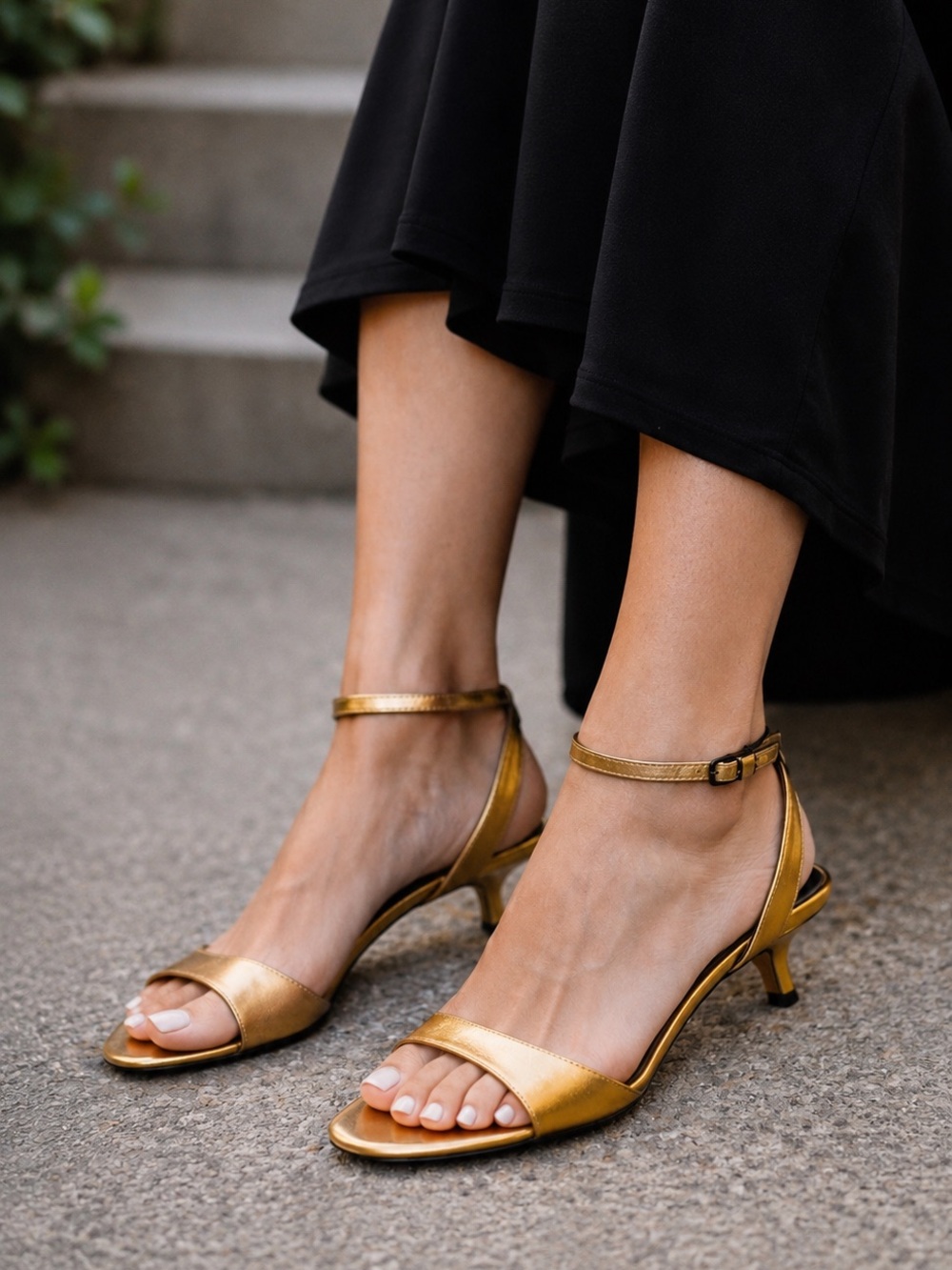 MUYISEXI Genuine Leather Gold Kitten Heels